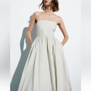 Zara voluminous strapless cotton dress NWT